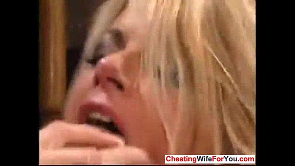 Blonde slut jizzed on her face and mouth