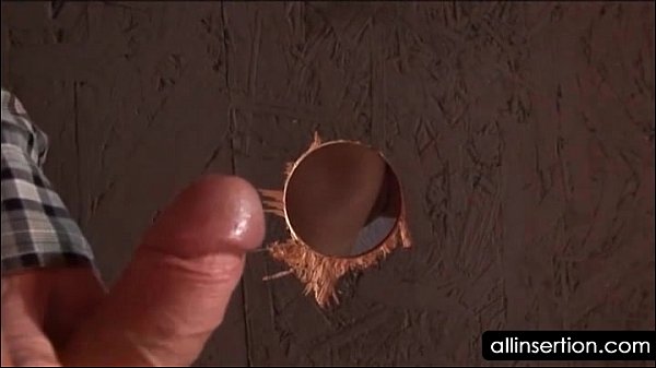 Bitch in stockings fucking dick on gloryhole