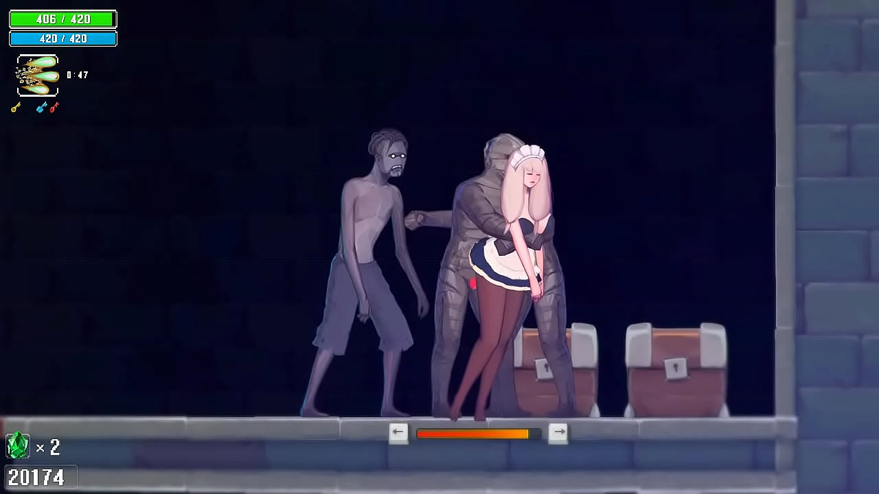 Pretty woman hentai in sex with man and monster in adult animation game