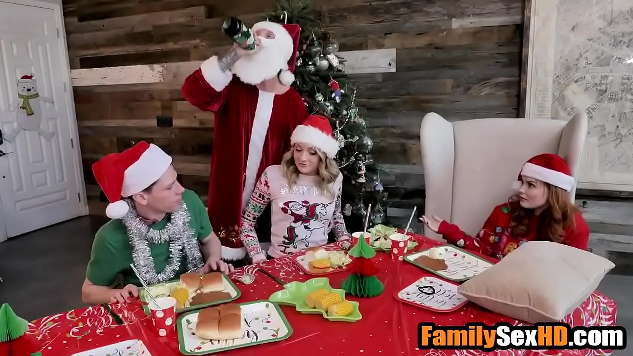 Stepbrother and stepsister fucked by step parents during christmas