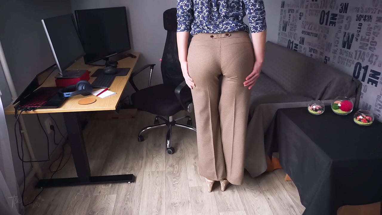 Sexy Milf Showing Off Panty Line In Office Trousers