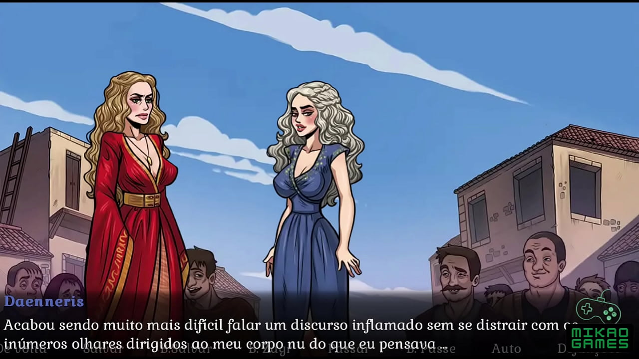 Jogo parodia de Game of Thrones ep 24 Loira, Milf e Ruiva montando no Dildo