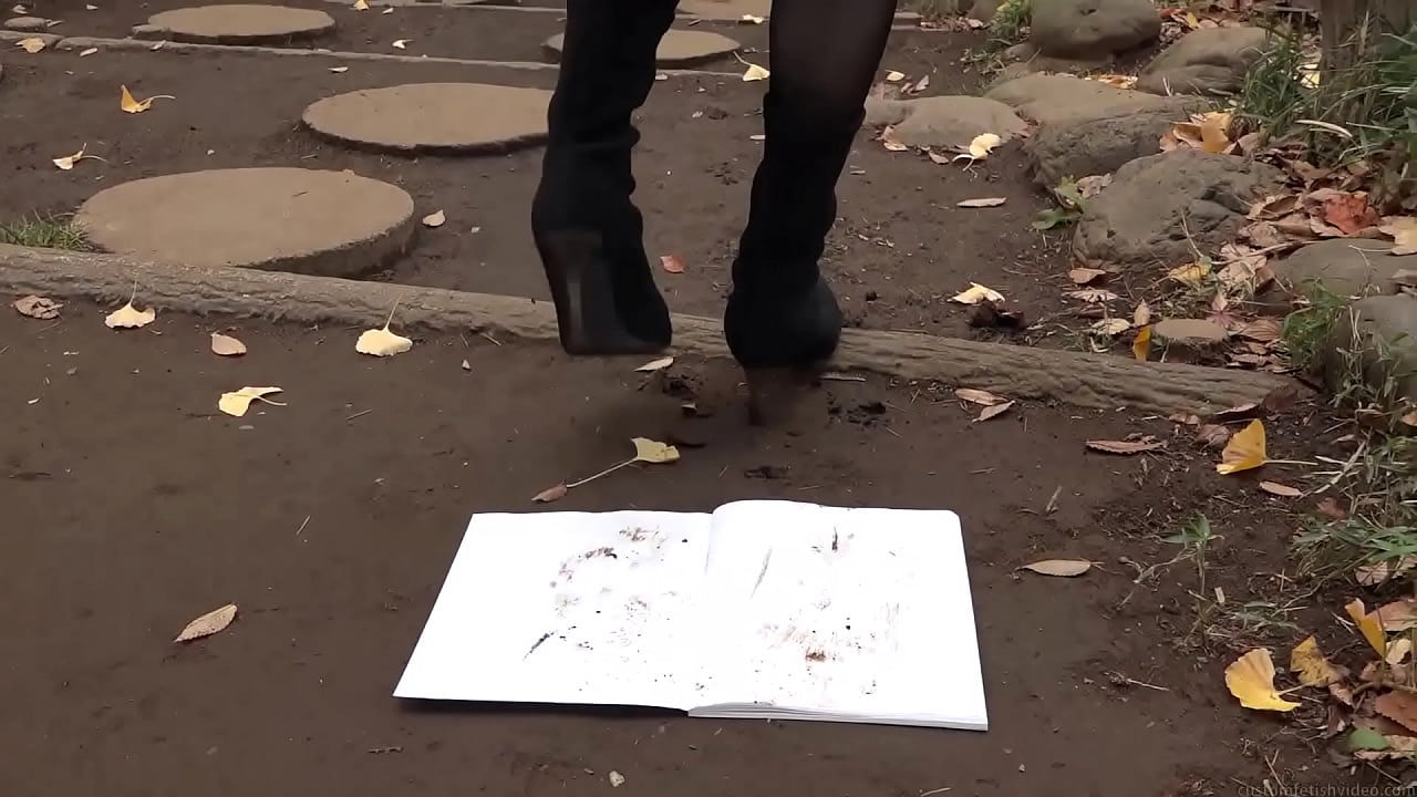 Make dirty shoe footprints on a white notebook