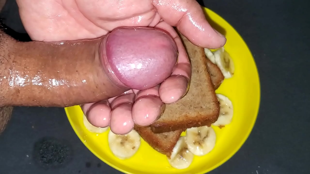 Cumming on my sweet banana treat.