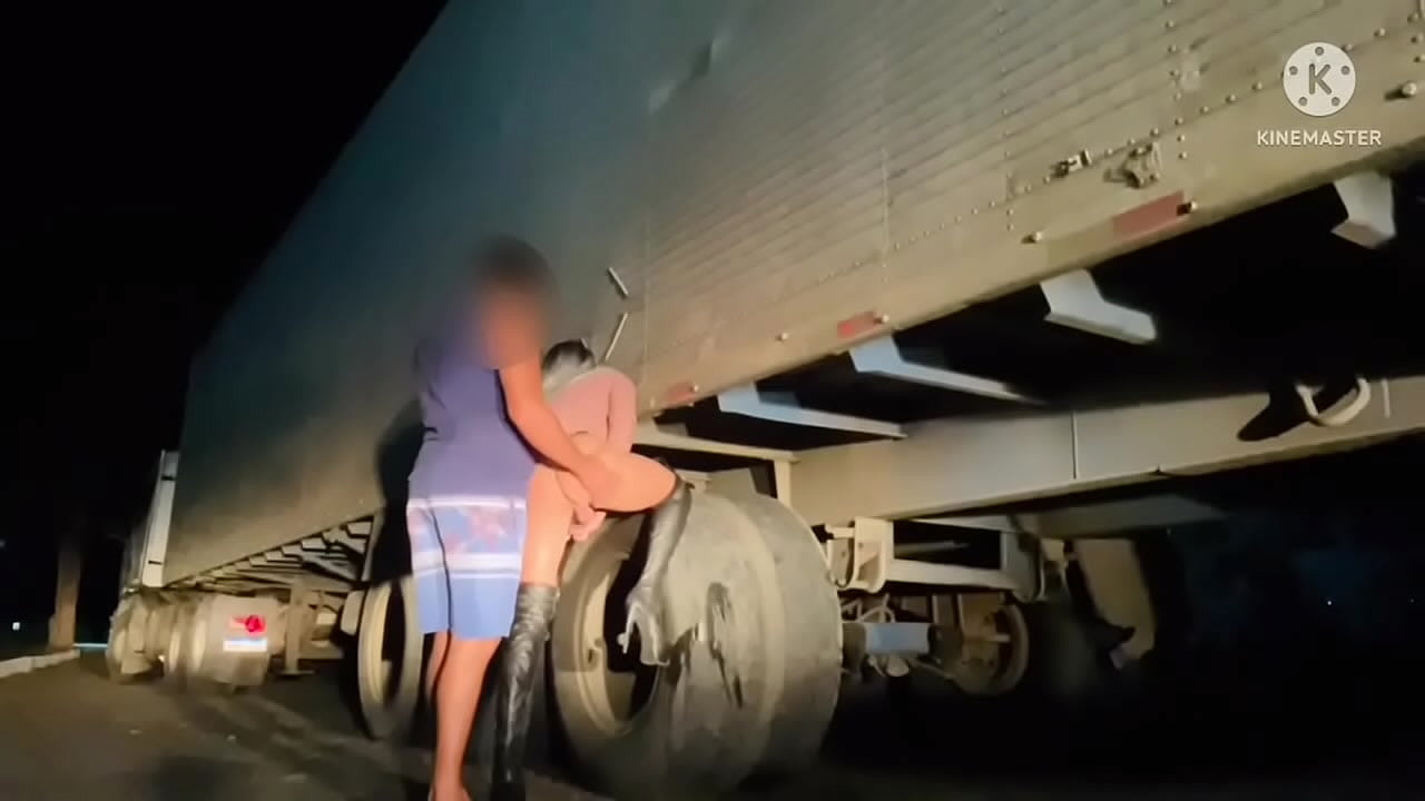 Trucker fucking slut ass at the road