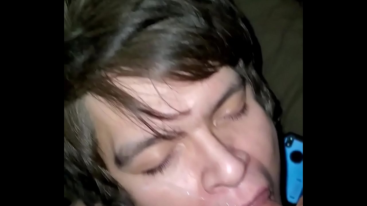 Guy enjoys a blowjob from his friend and busts all over his face.