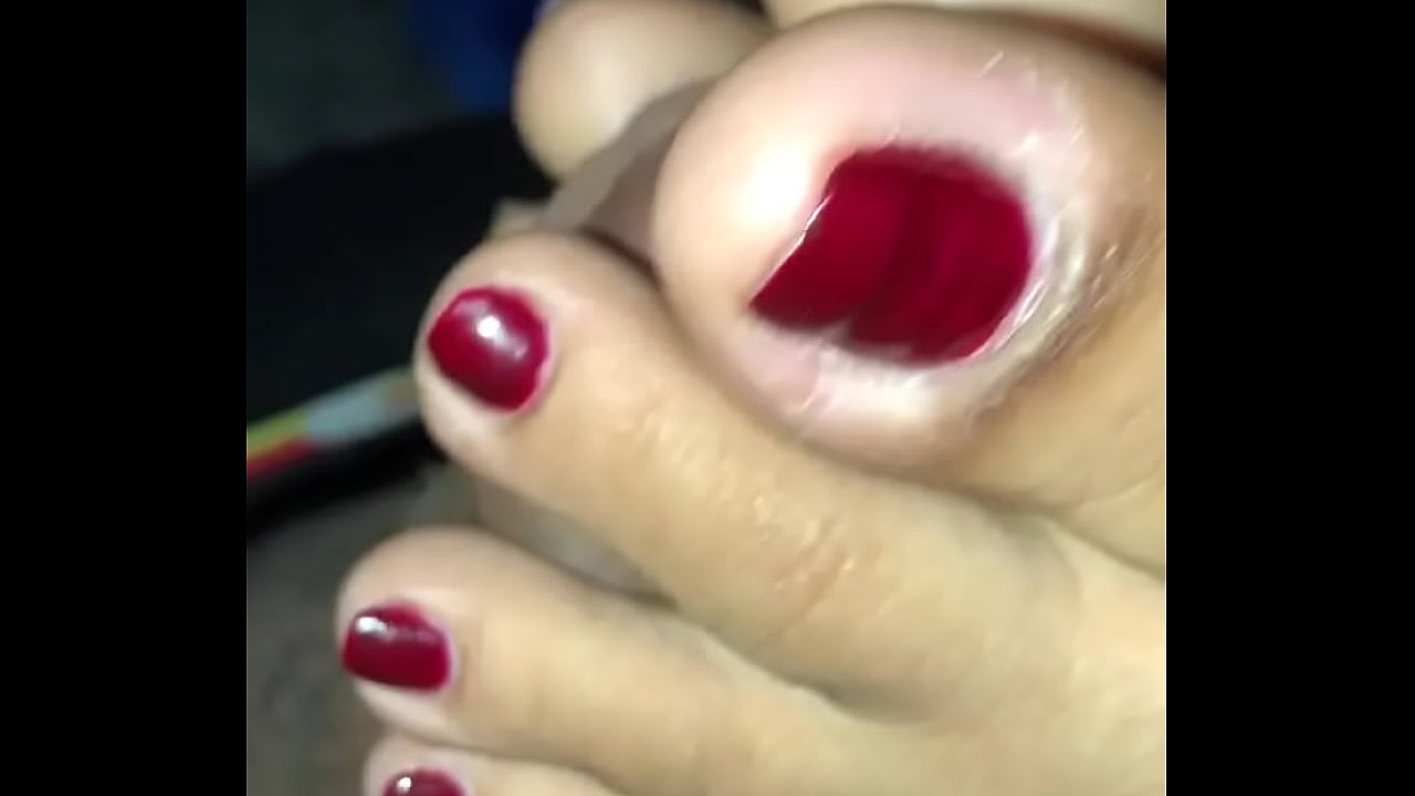 Red toes on my cock