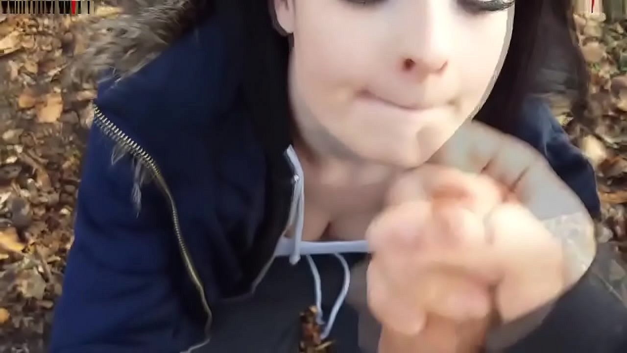 Cute teen sucking outdoor