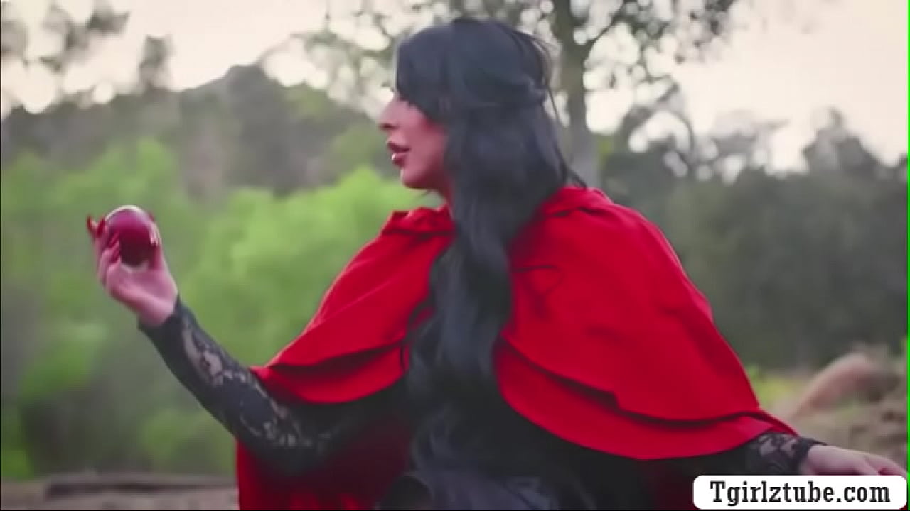 Latina shemale dressed in red hood with a wicker basket over her hand.After that,she go straight to the castle and she starts kissing the princess.Next is,she lets her suck her shecock passionatel and she then fucks princess wet pussy.