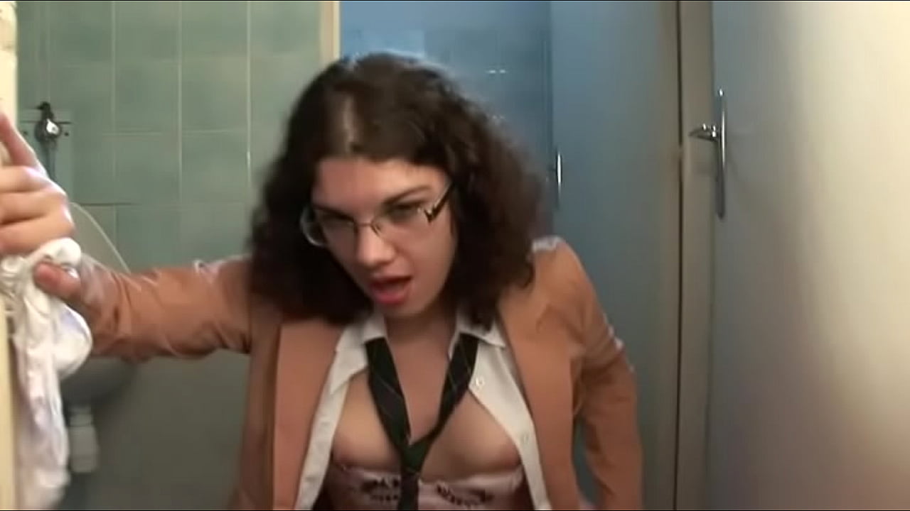 Naughty student double ass fucked in college toilets