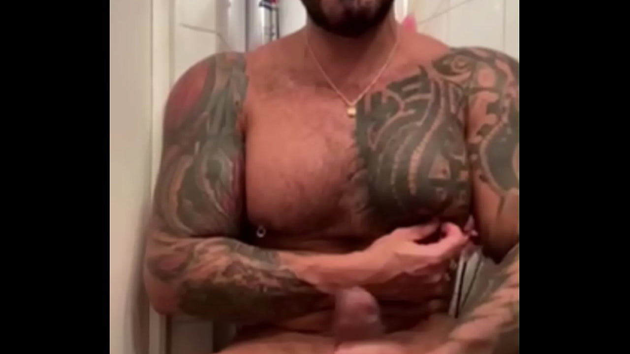 Big muscle latino guy squeezing his BBC so hard on bathroom VIKTOR ROM