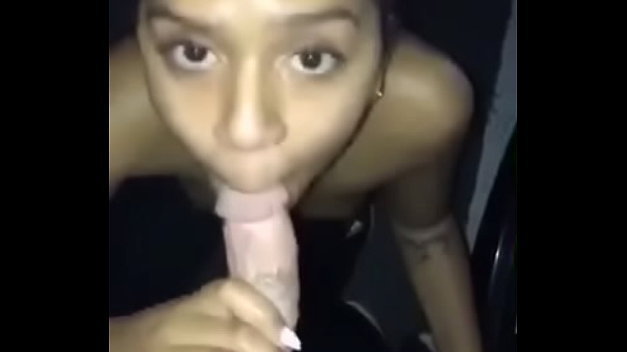 Ebony teen sucks dick outside