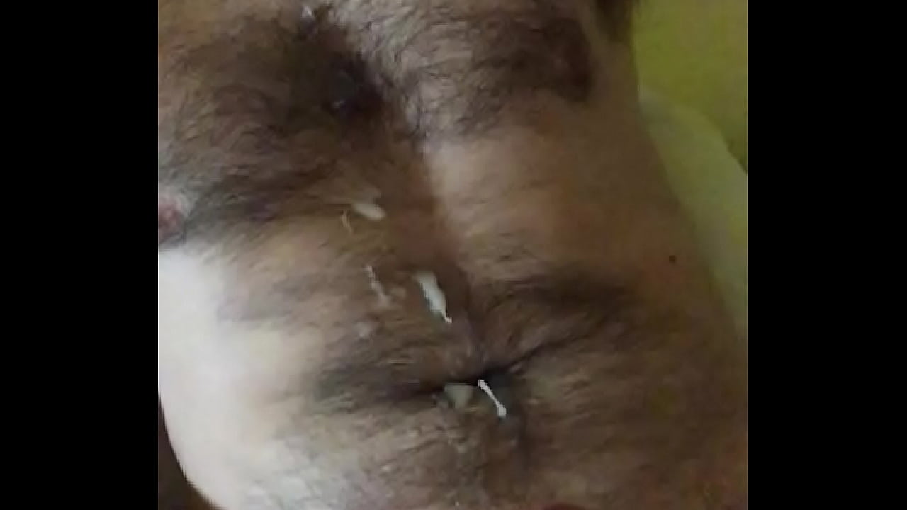 My hairy body receives my cum.