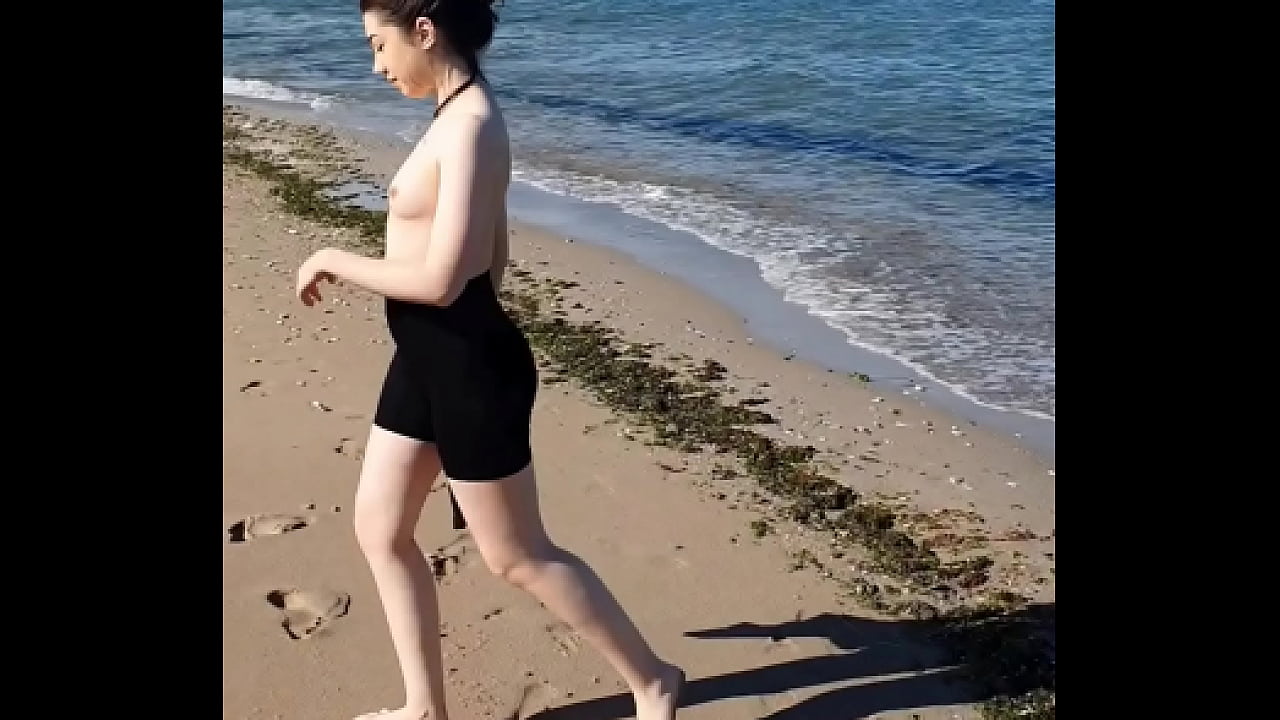 from tight leggings on public beach to bare ass and wet pussy from behind