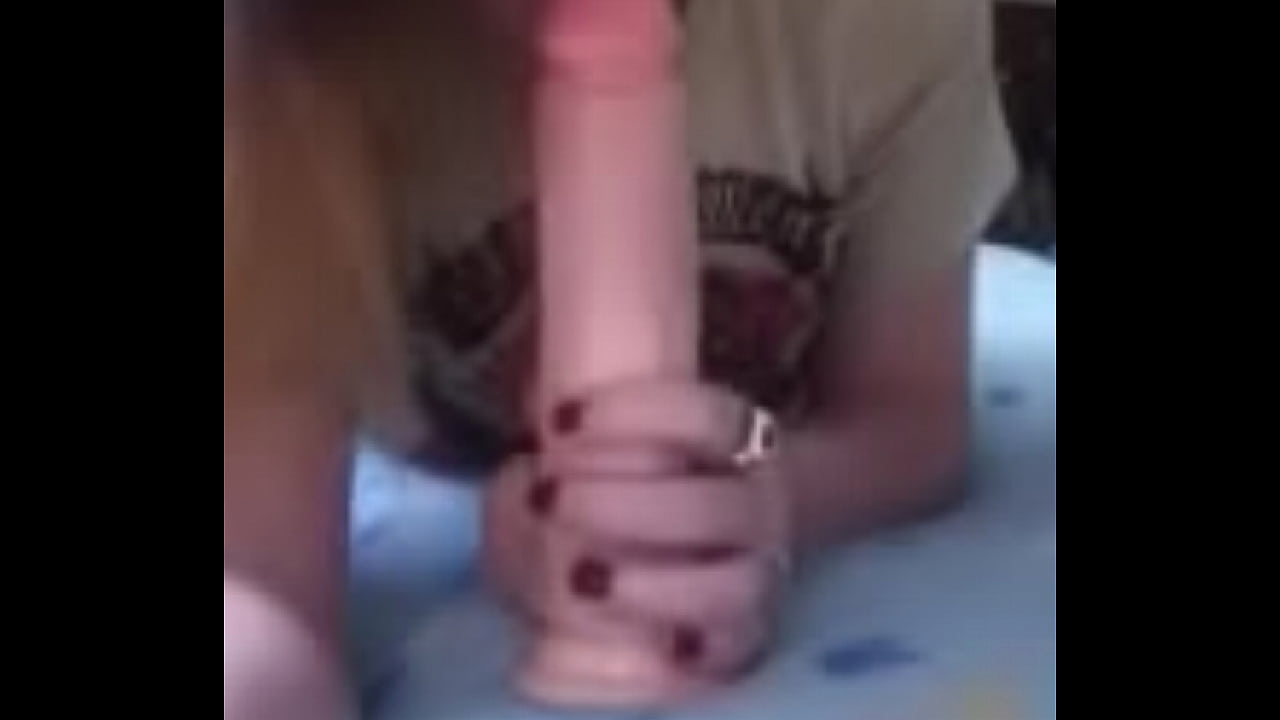 My girlfriend gagging on a thick 8 incj dildo