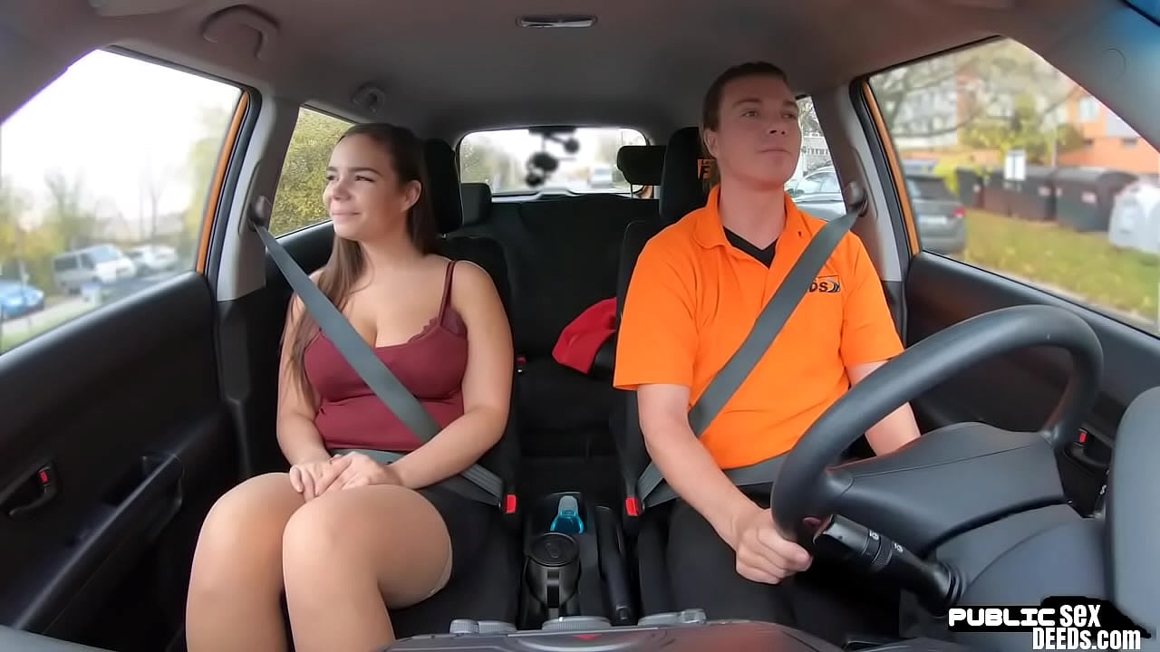 Euro babe publicly fucked during driving lesson