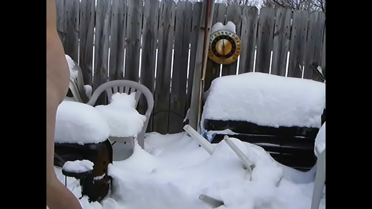 Naked snow shoveling