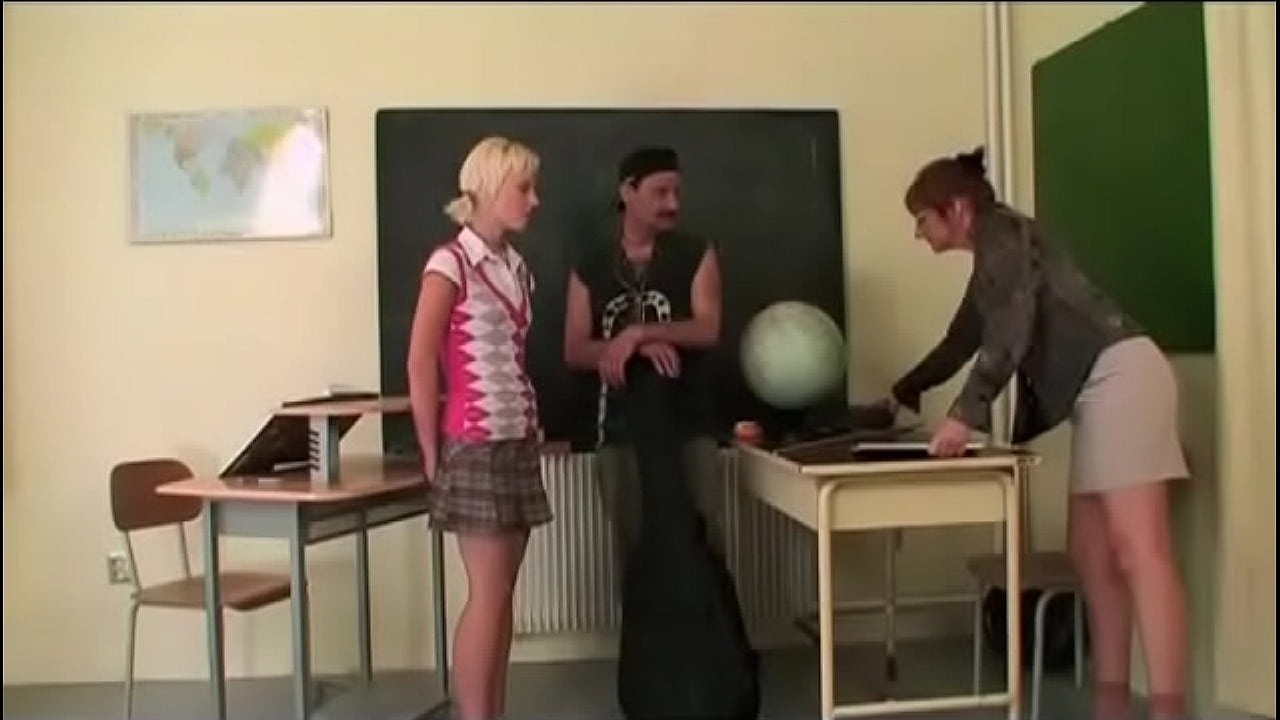 Old and Young Threesome in the classroom