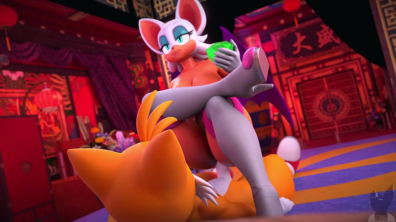 Rouge dominates a young Tails