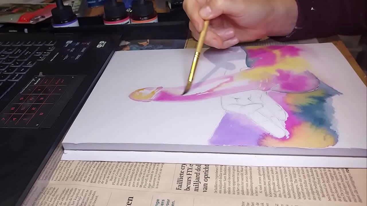 Drawing and painting a colorfull dick