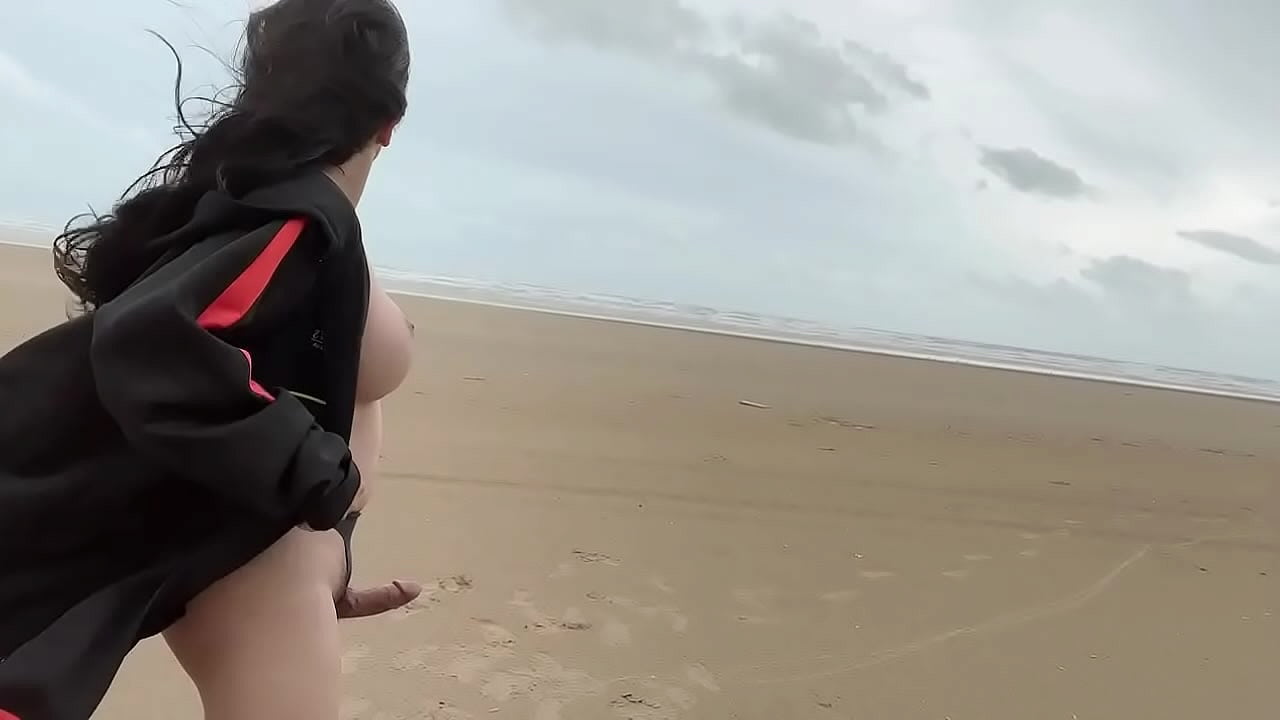 sexy ladyboy masturbating her cock in the beach