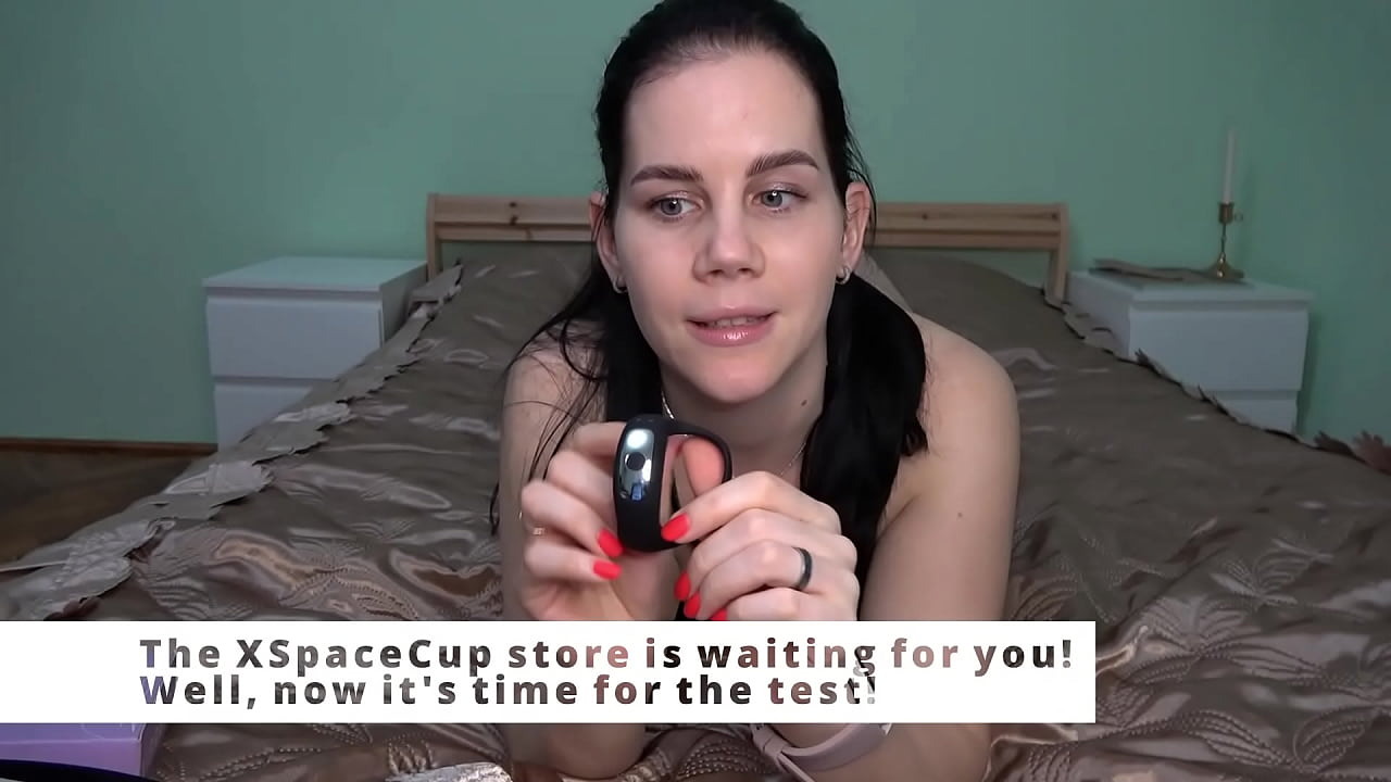 Anna does a vibration ring test from XSpaceCup and milks her husband's dick while he kisses her feet