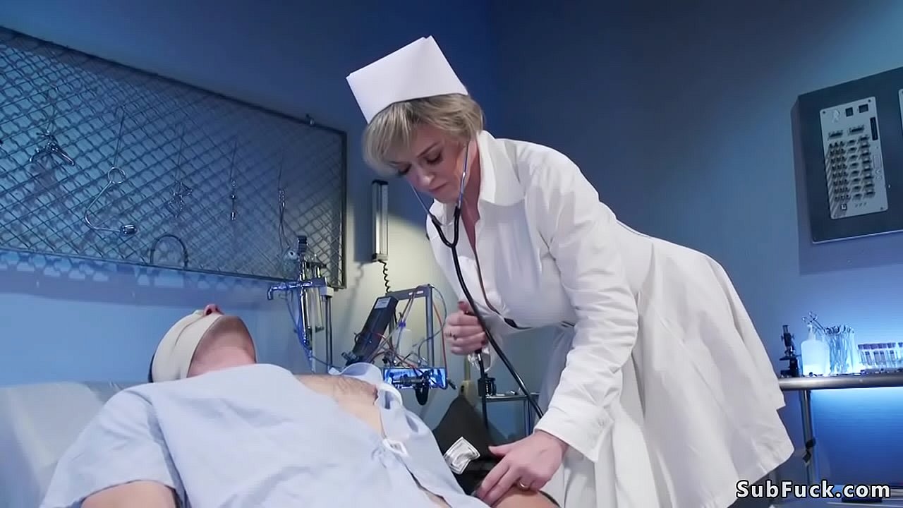 Huge tits blonde Milf nurse Dee Williams dominates strapped male patient Jonah Marx in bed then gives him face sitting and anal fucks him with strapon