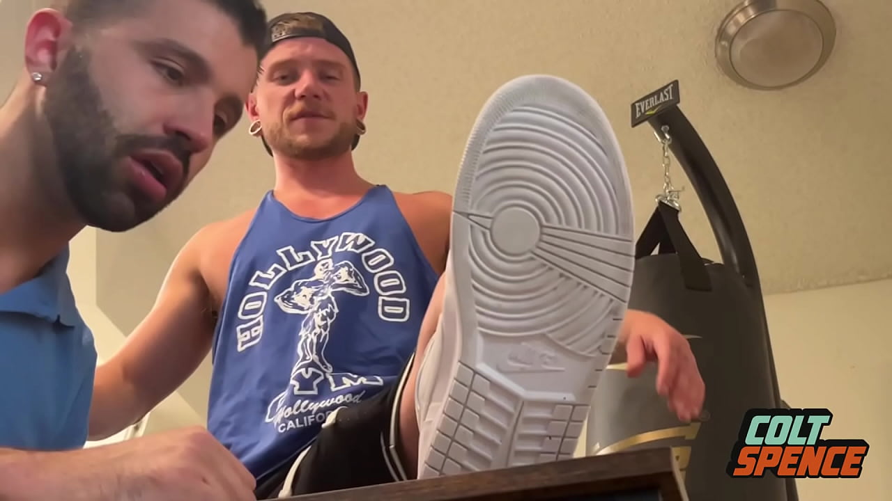 Athlete Colt Spence gets his sweaty jock feet licked clean by Nick Charms