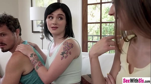 Sexy babes Andi Rose and hot Rosalyn Sphinx shared big hard dick and swallowed it before hard threesome sex 