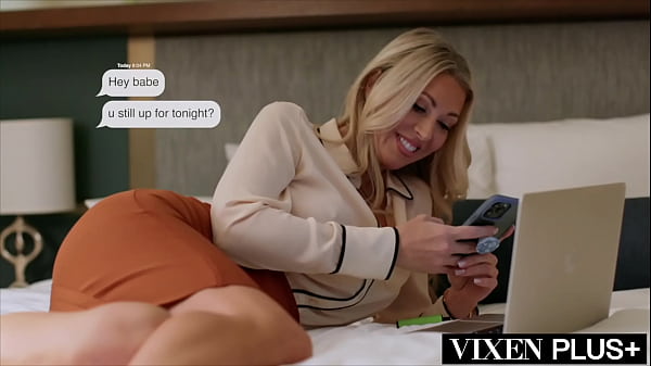 Her husband thinks she's still at the office - but Holly is really working in a hotel room with two huge cocks!