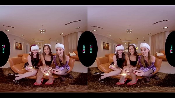 Three beautiful women take turns fucking a guy in virtual reality  