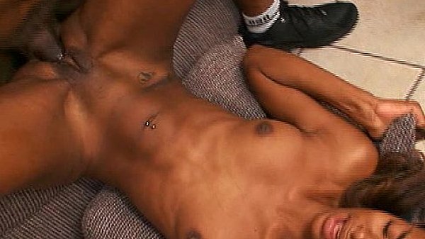 Big black cock drills young black pussy