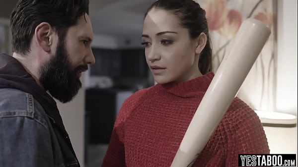 Cute brunette chick having a rough fuck with the neighbour