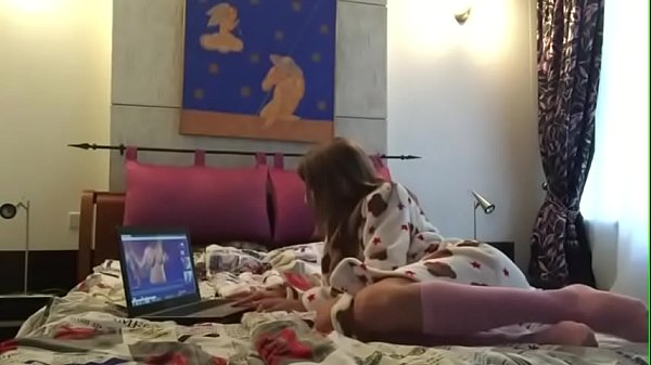 hot girl watches porn and gets horny - hornycamgirlslive.com