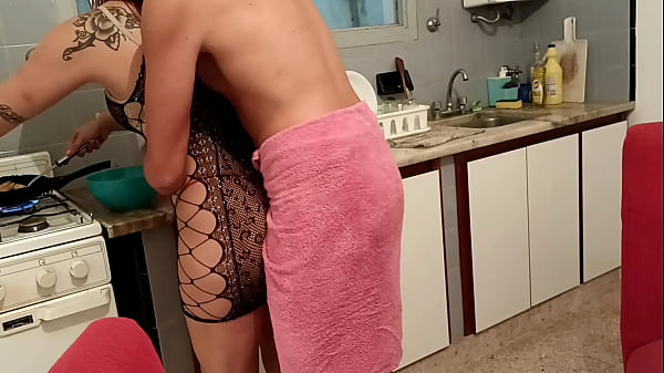 Fucking in the kitchen with my young stepfather's beautiful cock