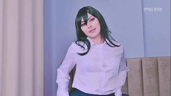 Stepbrother wants to post Asui Tsuyu's nudes online, but she seduces him and lets him fuck her ass