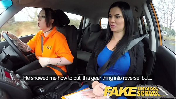 Fake Driving Busty lesbian ex-con eats hot examiners pussy on test