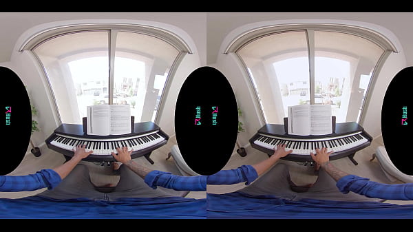 Busty blonde Rebecca Vanguard lets her piano teacher creampie her asshole  