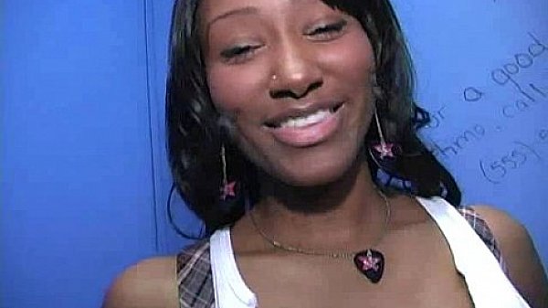 Black girl sucking their first white cock in Gloryhole 30