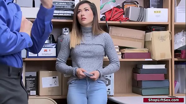 Asian teen steals and an officer stripsearches her.He makes her stroke his dick and teaches her how to give a bj.He bangs her and she rides his cock 