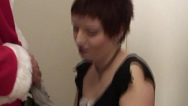 santa clause and brunette