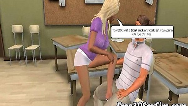 Two hot 3D babes using their charms on some geeks