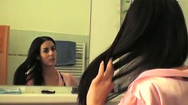 Slutty girl washing her sexy body