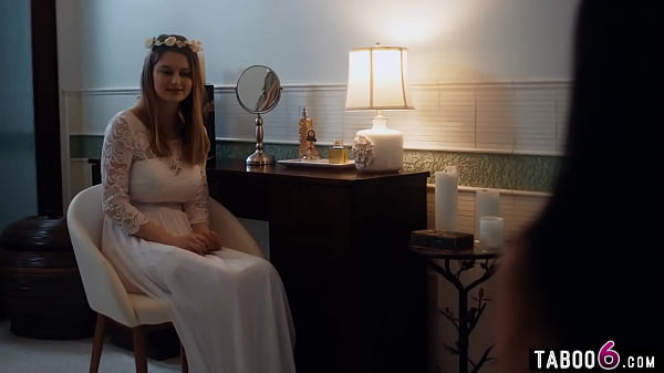 Teen bride with huge boobs got her pussy licked during the wedding reception 