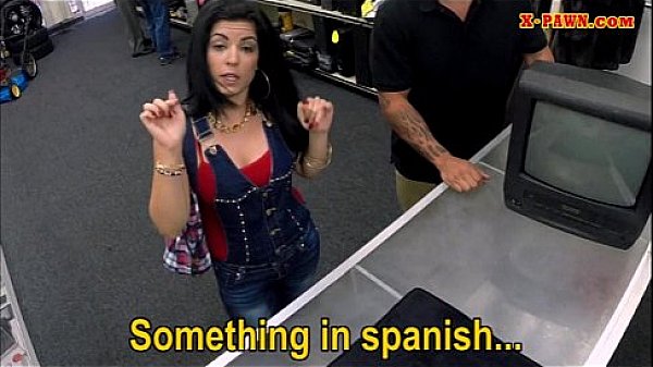 Hot busty latina sells her old TV and fucked at the pawnshop