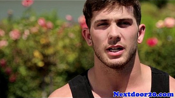 Athletic twunk beating off his pulsating cock