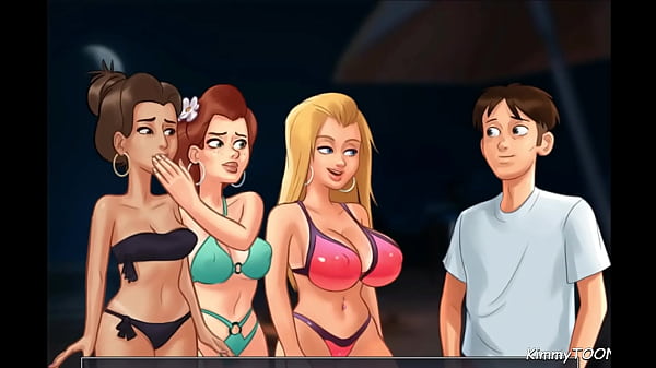 Hot steamy threesome on beach kissing and all