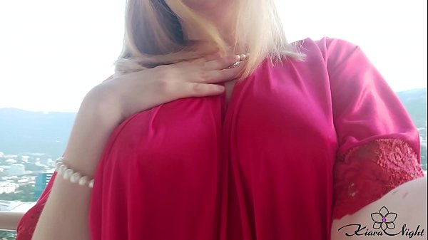 Blonde In Red Robe Fingering and Orgasm - Homemade 