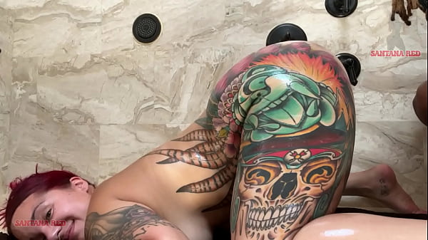 Santana Red creams all over big cock  