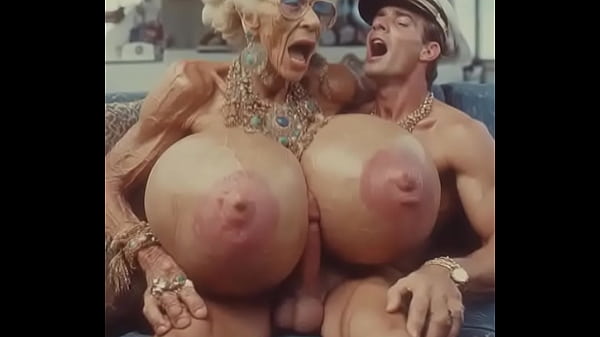 JAY7 Granny Boob Cruise 01 - AI VIDEO - A rich old hag with enormous fake hooters titty-fuck the captain's cock wildly